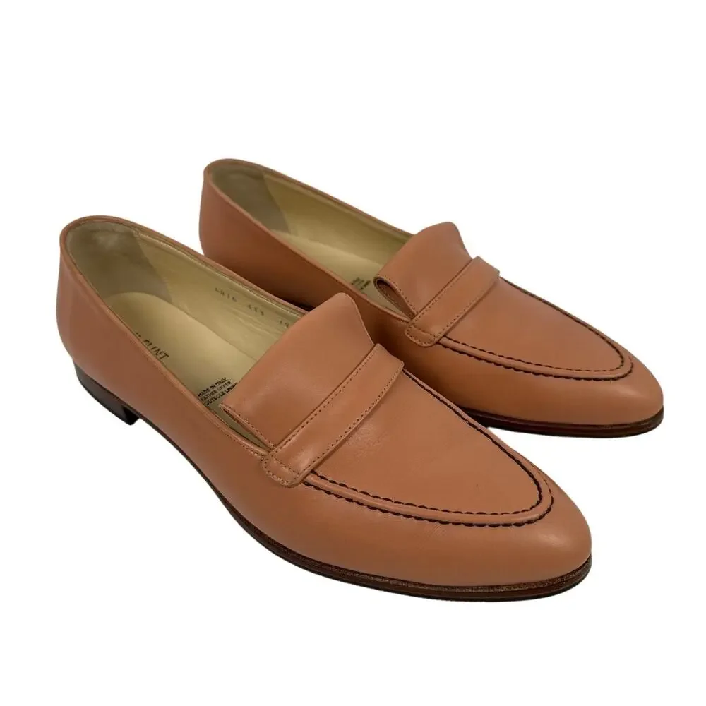Sarah Flint Alysia Loafer Italian Leather Almond Toe Pink Handmade 10.5 EU 41.5